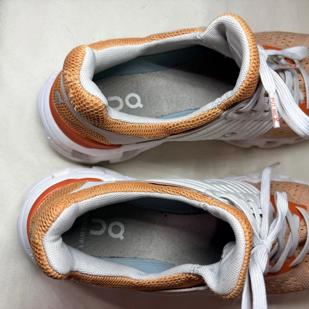 On Cloudswift Womens 7.5 Running Shoes Orange White‎ Mesh Low Top 41.99003